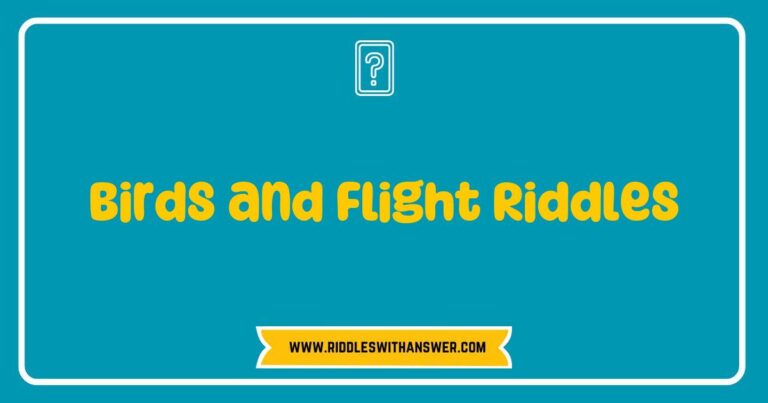 Colorful illustration of various birds in flight surrounded by whimsical clouds, depicting popular birds and flight riddles like 'What bird can lift the heaviest weight?' and 'I fly without wings, I cry without eyes. What am I?' Perfect for engaging young minds with fun riddles about birds and