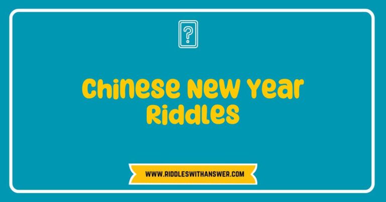 Colorful Chinese New Year riddles displayed on red lanterns, featuring traditional symbols such as dragons, lanterns, and firecrackers. The image captures a festive atmosphere with riddles like 'What has a heart that doesn’t beat?' and 'What comes once in a minute, twice in