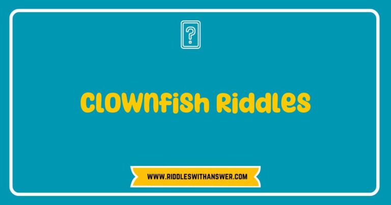 Colorful clownfish swimming among vibrant coral reefs, with thought bubbles showcasing popular clownfish riddles like 'What kind of fish loves to play hide and seek?' and 'Why did the clownfish cross the ocean?'. This image captures the playful nature of clownfish while highlighting their role in fun