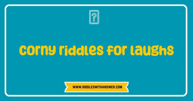 Funny image featuring a collection of corny riddles for laughs, showcasing playful phrases like 'Why did the scarecrow win an award? Because he was outstanding in his field!' and 'What do you call fake spaghetti? An impasta!' Perfect for entertaining friends and family with light-hearted humor and