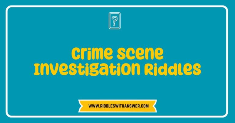 Engaging crime scene investigation riddles displayed on a detective's desk, featuring clues, magnifying glass, and evidence markers. The image showcases thought-provoking puzzles designed to challenge problem-solving skills, enhance critical thinking, and immerse participants in the thrilling world of forensic mysteries and detective work.