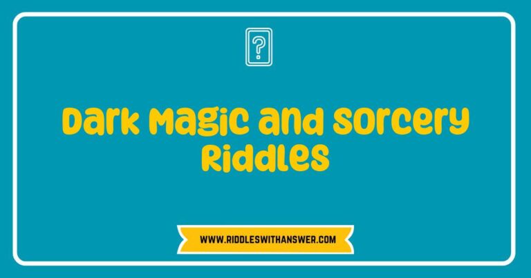 An illustrated scene of dark magic and sorcery riddles featuring an ancient grimoire, glowing runes, and a mysterious sorcerer casting spells. The image showcases intricate symbols of dark magic intertwined with riddles and enigmatic phrases, inviting viewers to explore the mysteries of sorcery and the allure