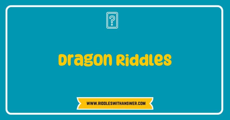 Colorful illustration of a dragon surrounded by whimsical riddles, featuring phrases like 'What has wings but cannot fly?' and 'I breathe fire but am not alive.' This image captures the enchanting world of dragon riddles, perfect for engaging young minds in imaginative storytelling and puzzle-solving related to mythical creatures