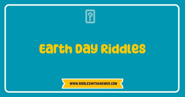 Colorful Earth Day Riddles illustrated on a chalkboard, featuring engaging questions like 'What can you catch but not throw?' and 'I have roots that can't be seen. What am I?' This image promotes environmental awareness and fun learning activities for Earth Day, making it perfect for educational resources
