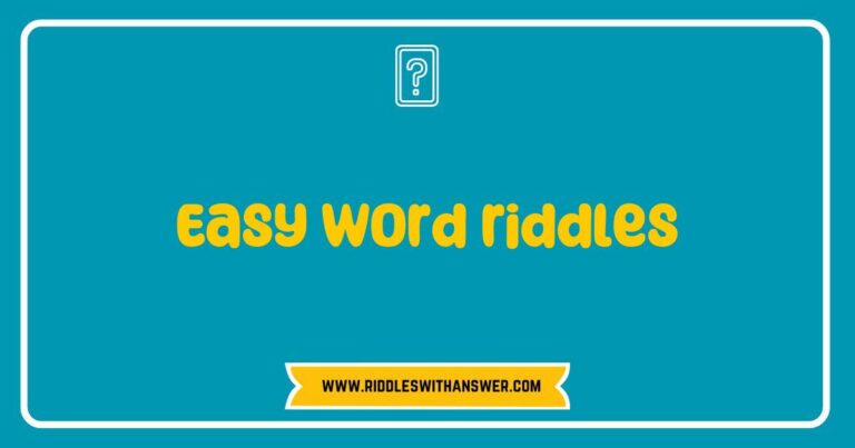 Colorful graphic featuring a collection of easy word riddles, including fun examples like 'What has keys but can’t open locks?' and 'What begins with T, ends with T, and has T in it?' Perfect for engaging kids and families, this image showcases the joy of solving word puzzles