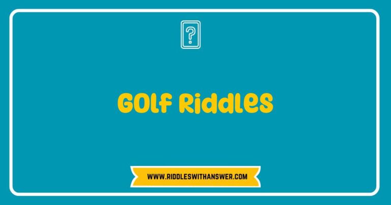 Engaging golf riddles displayed on a vibrant background, featuring a collection of clever questions like 'What has a grip but never a hand?' and 'What do you call a golfer who’s a great musician?' Perfect for golf enthusiasts looking to challenge their friends with fun and intriguing golf-themed puzzles.