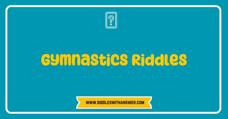 Colorful illustration of a gymnast performing a stunning balance beam routine, surrounded by playful gymnastics riddles like 'What flips and twists but never falls?' and 'What do you call a gymnast who can leap high?'. This engaging image captures the essence of gymnastics while inviting viewers to solve fun riddles