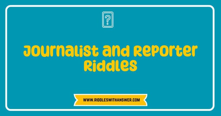 Engaging image showcasing a collection of clever journalist and reporter riddles, featuring playful wordplay and thought-provoking questions that challenge the mind. The scene includes a notepad filled with intriguing riddles such as 'What’s a reporter’s favorite exercise? Running stories!' and 'Why did the journalist bring