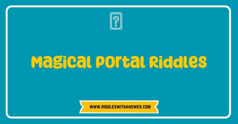 An enchanting illustration of a magical portal surrounded by glowing runes and whimsical creatures, symbolizing the theme of Magical Portal Riddles. The image features a mysterious doorway leading to a fantastical realm, with riddles inscribed on ancient scrolls nearby, inviting viewers to solve puzzles and unlock the