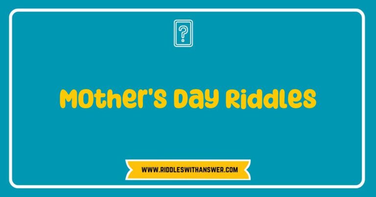 Creative illustration of Mother's Day riddles featuring playful question marks and flowers, highlighting fun and engaging riddles like 'What has wings but cannot fly? A Mother's love!' and 'What’s as sweet as candy and hugs like a bear? A mother’s care!' Perfect for celebrating Mother's Day with laughter