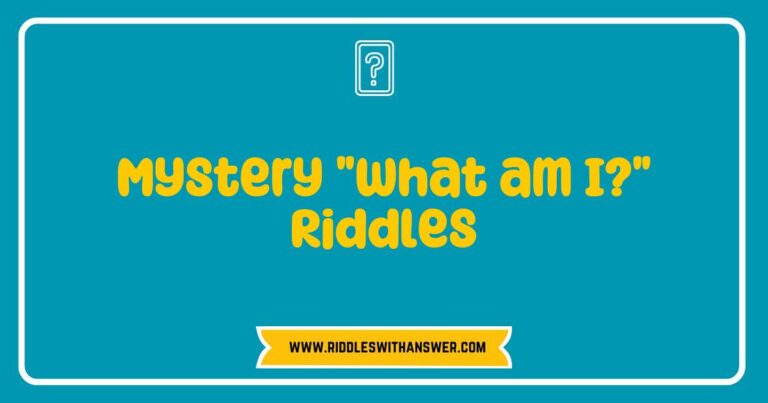 Colorful illustration featuring a collection of engaging mystery 'What am I?' riddles, showcasing whimsical characters and intriguing objects, perfect for stimulating critical thinking and curiosity in children and adults alike. Explore popular riddles like 'I speak without a mouth and hear without ears, what am I?' and '