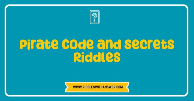 Intriguing illustration of the 'Pirate Code and Secrets Riddles' featuring a weathered treasure map, an ornate compass, and cryptic symbols. The image captures the essence of adventure and mystery, highlighting riddles such as 'What has roots as nobody sees, is taller than trees
