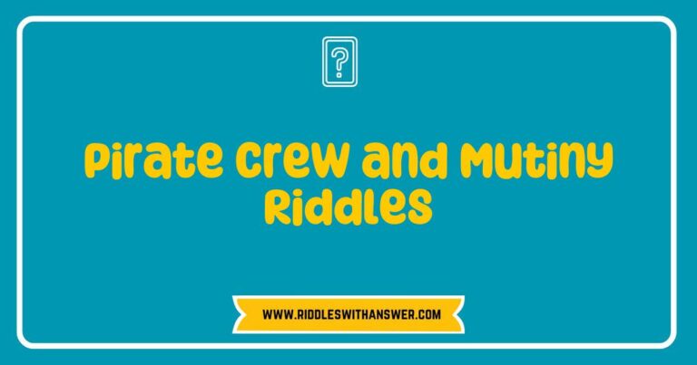 Pirate crew engaged in a lively debate over mutiny riddles, featuring colorful illustrations of pirates solving puzzles about treasure maps, hidden gold, and ship navigation. The image captures the essence of camaraderie and tension among the crew as they challenge each other with clever riddles, such as 'What