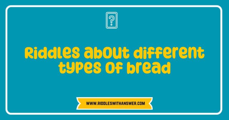 Creative riddles featuring various types of bread, including sourdough, baguette, and ciabatta, displayed on a rustic wooden table. Each riddle playfully hints at the unique characteristics of the different breads, inviting viewers to guess the type while showcasing the artistry of bread-making. Ideal