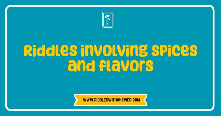 Colorful assortment of spices including cinnamon sticks, star anise, and chili peppers, arranged artistically with a notepad featuring riddles involving spices and flavors, such as 'What spice can you add to sweeten a dish but also makes a great hot beverage?' and 'I am small and