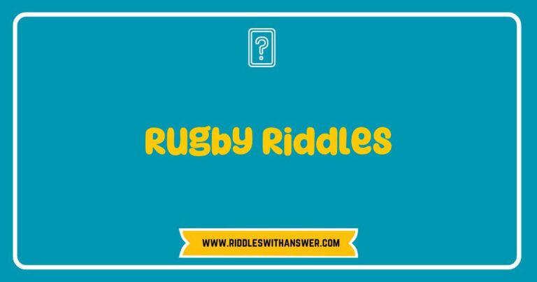 Engaging image of a rugby player pondering over clever rugby riddles, featuring colorful rugby balls and a grassy pitch in the background. The scene captures a moment of fun and challenge, highlighting popular rugby riddles like 'What do you call a rugby player who always loses?' and 'Why did the