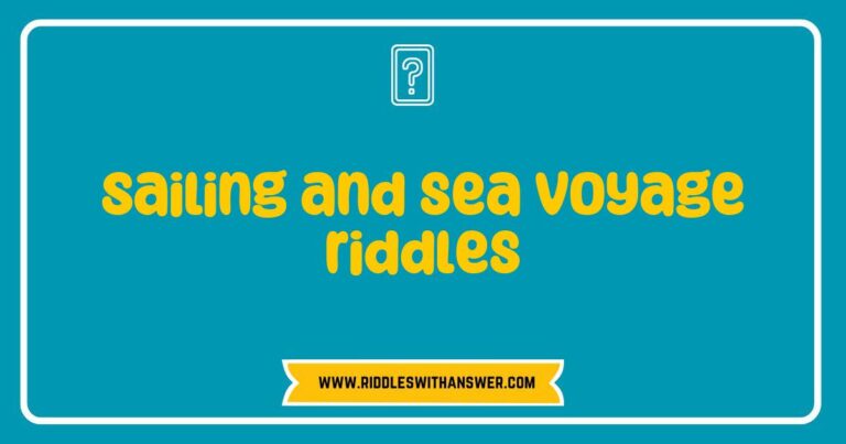 Colorful illustration of a sailboat navigating through the waves, accompanied by whimsical sailing and sea voyage riddles like 'What has a bow but no arrows?' and 'I can be found in the ocean, but I’m not a fish. What am I?' This image captures the essence of adventure