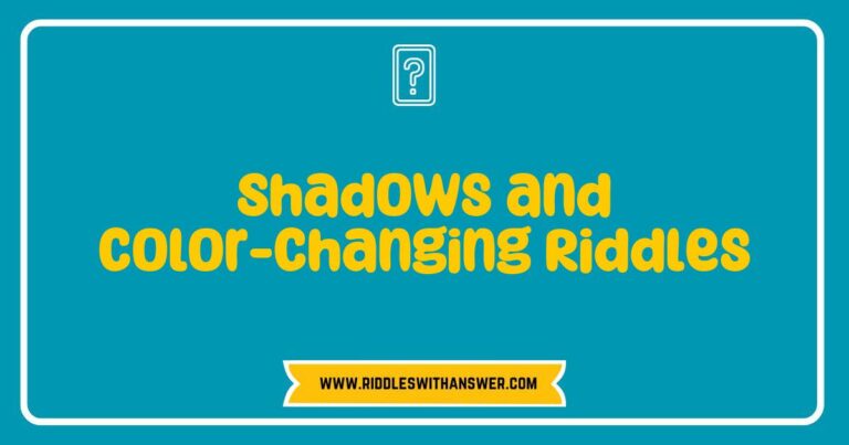 An artistic representation of shadows and color-changing riddles, featuring vibrant hues blending together in an abstract pattern. The image illustrates the concept of light and shadow interplay, with text overlay presenting a classic riddle: 'What has keys but can't open locks?' accompanied by colorful shapes that shift and change.