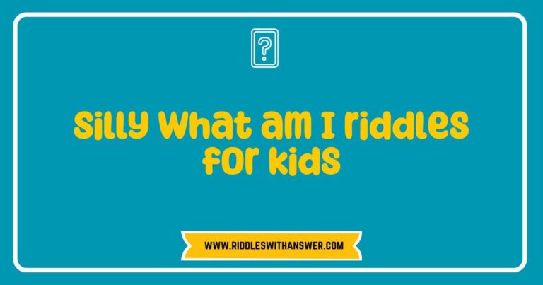 Colorful illustration of children laughing while solving silly 'What am I?' riddles for kids, featuring fun characters and playful text. The image showcases a variety of whimsical riddles that spark curiosity and encourage critical thinking, making learning enjoyable for young minds.