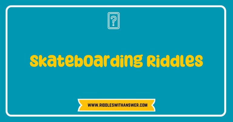 Colorful skateboard on a city street with a graffiti backdrop, featuring a playful riddle: 'What has wheels but can't roll? A skateboard in a riddle! Discover more skateboarding riddles and tricks for a fun ride.' Perfect for skateboarding enthusiasts and those who love puzzles.