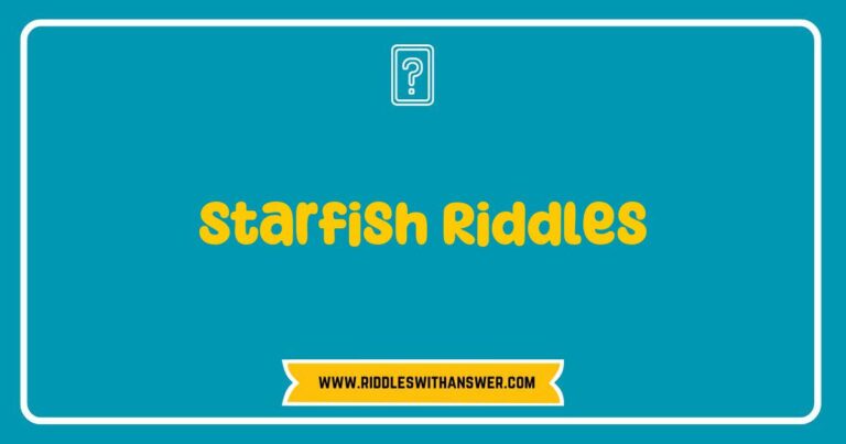 Colorful starfish on a sandy beach accompanied by a playful riddle: 'What has five arms but no legs and loves to bask in the sun? A starfish!' Perfect for kids and marine life enthusiasts, this image captures the fun of starfish riddles, engaging young minds with ocean