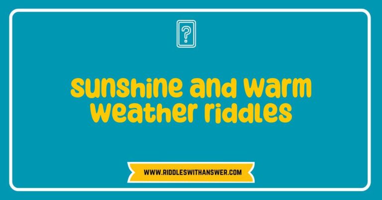 Bright illustration of a sunny day featuring playful children enjoying warm weather riddles, with a thought bubble showing a riddle: 'What has rays but never gets tired?' The image captures the joy of outdoor activities and the fun of sharing sunshine-themed riddles, perfect for family gatherings and summer parties.