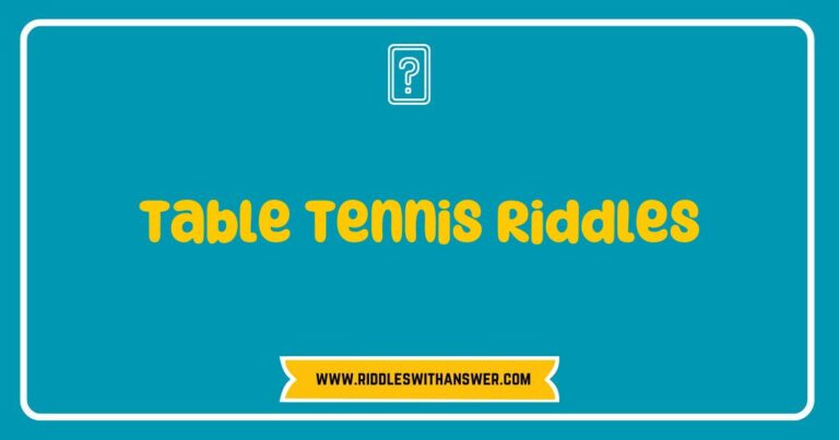 Colorful illustration of a table tennis player pondering over fun table tennis riddles, featuring a thought bubble with creative riddles like 'What has a net but no fish?' and 'What sport is played on a table with a ball and paddle?' Perfect for table tennis enthusiasts looking for engaging puzzles and