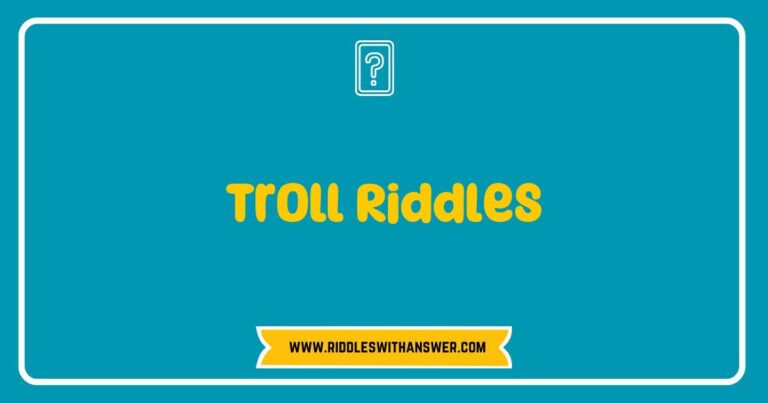 Illustration of a whimsical troll sitting on a mossy rock, surrounded by ancient trees, holding a scroll filled with clever troll riddles. The image captures the essence of classic mythology and folklore, showcasing the troll’s mischievous grin as it poses a riddle to travelers. Perfect for exploring