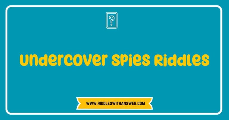 Undercover Spies Riddles - A captivating image featuring a mysterious silhouette of a spy with a magnifying glass, surrounded by intriguing riddle clues and encrypted messages. This visual showcases popular spy-themed riddles that challenge your problem-solving skills, perfect for puzzle enthusiasts and mystery lovers looking to test