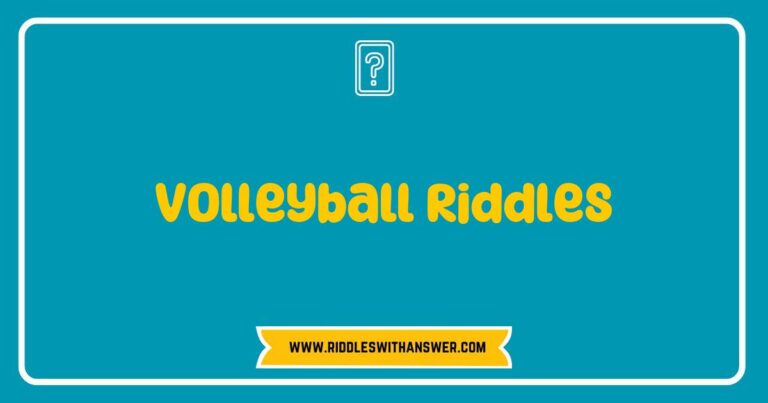 Colorful volleyball-themed illustration featuring a playful riddle about volleyball, with text that reads 'What position does a ghost play in volleyball? Boo-Setter!' The image captures the fun and engaging spirit of volleyball riddles, perfect for fans of the sport looking to challenge their friends with volleyball-related puzzles