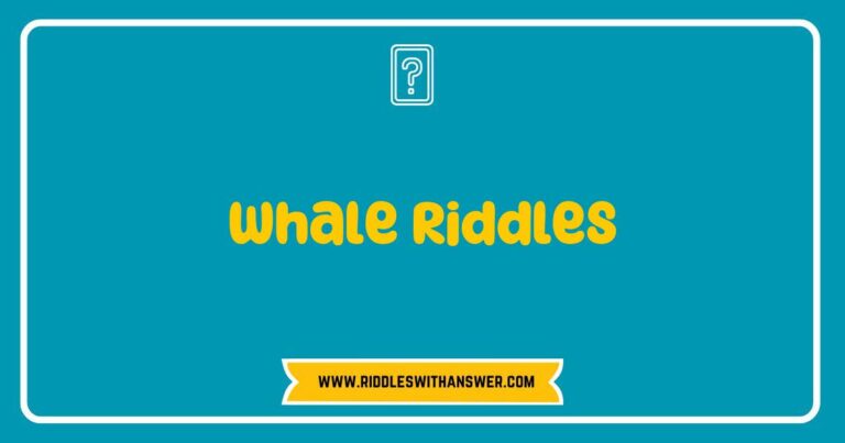 Colorful illustration of a whale surrounded by ocean waves, featuring a playful collection of whale riddles such as 'What is a whale's favorite instrument?' and 'Why don’t whales use cell phones?' This engaging image captures the essence of marine life and the fun of solving whale-themed puzzles, perfect
