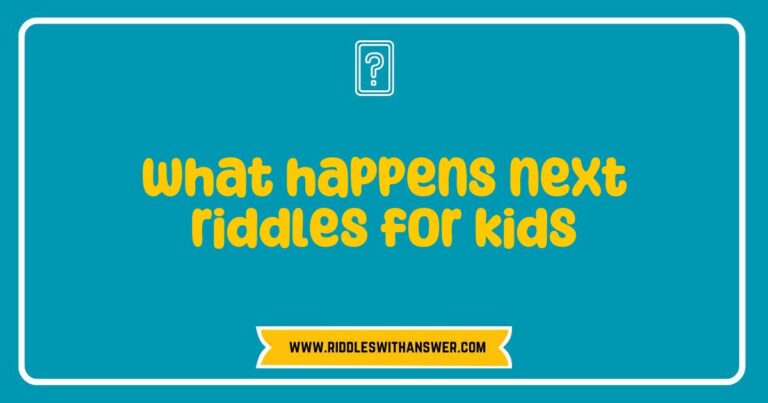Fun and engaging image featuring a collection of 'What happens next' riddles for kids, showcasing colorful illustrations and playful characters that stimulate children's curiosity and critical thinking. This educational visual aids in developing problem-solving skills while providing entertaining scenarios for kids to guess the outcomes of various situations.