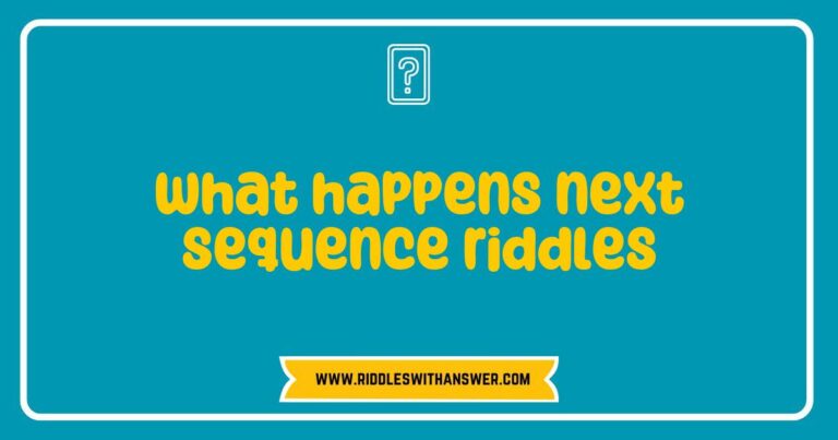 Engaging illustration depicting a sequence riddle with colorful arrows and question marks, showcasing popular what happens next riddles like 'What comes after the sun?', 'What follows the moon?', and 'What is the next number in the series?'. This image captures the essence of logical thinking and problem-solving