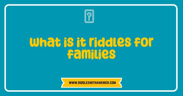 Engaging family fun with 'What is it?' riddles featuring colorful illustrations of classic riddles like 'What has keys but can't open locks?' and 'What has hands but can’t clap?' Perfect for family game nights, these riddles encourage laughter, critical thinking, and bonding time.