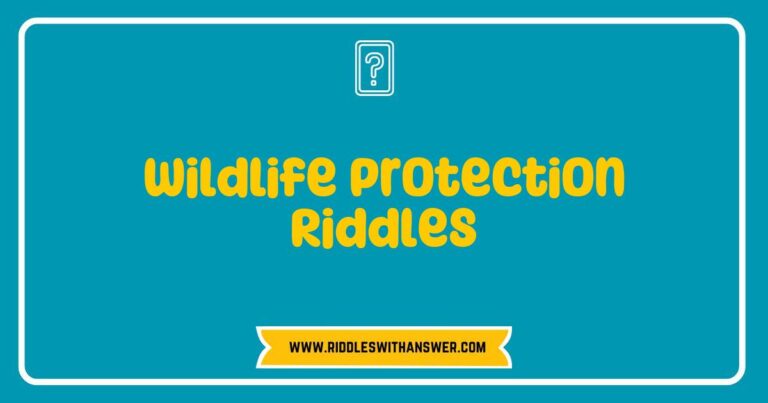 Colorful illustration of a playful wildlife protection riddle featuring various endangered animals like elephants and tigers, with text that reads 'What has a trunk but no suitcase? An elephant!'. This engaging image promotes wildlife conservation awareness through fun riddles and highlights the importance of protecting diverse species and their habitats
