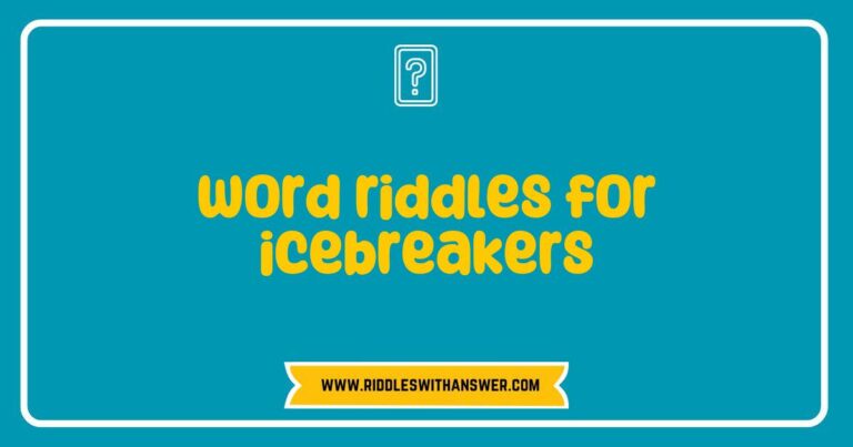 Engaging image showcasing a collection of creative word riddles for icebreakers, featuring fun examples like 'What has keys but can't open locks?' and 'I speak without a mouth and hear without ears. What am I?' Perfect for parties, gatherings, and team-building activities, these word ridd