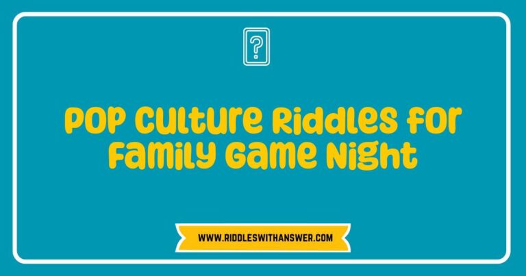 Here are a few options, playing with slightly different angles: **Option 1 (Focus on the activity):** > A family smiles and laughs together while playing a game of pop culture riddles at their game night. **Option 2 (Focus on the content):** > A close-up shot of pop culture riddles on cards, ready to be used during a fun family game night. **Option 3 (Focus on the fun):** > An image showing the excitement of family game night, featuring pop culture riddles as the main activity. **Option 4 (Slightly shorter):** > Family enjoys a game night with pop culture riddles. **Explanation of SEO Optimization:** * **Keyword Inclusion:** All options naturally incorporate pop culture riddles and family game night. * **Descriptive:** They describe what is happening in the image, not just the subject. * **