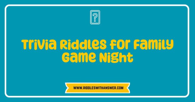 Here are a few options, keeping in mind different possible image styles: **Option 1 (General):** > A family enjoys a fun game night, solving trivia riddles together. **Option 2 (Focus on the Game):** > Close up of a trivia card with a challenging riddle, perfect for family game night. **Option 3 (Focus on the People):** > Smiling family members engaged in a lively discussion, working on trivia riddles during game night. **Option 4 (More Specific, if the image shows a specific game):** > Kids and adults gathered around a table, enjoying a game of trivia riddles for family game night, with scorecards and question cards visible. **Option 5 (If the image shows a product):** > Box of trivia riddles designed for family game night, showcasing the fun and engaging questions inside.