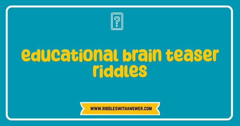Okay, here are a few options for SEO-optimized alt text for an image related to educational brain teaser riddles, keeping it descriptive and natural: **Option 1 (General):** > A collection of educational brain teaser riddles on a colorful background, perfect for stimulating logical thinking and problem-solving skills. **Option 2 (More Specific, if the image shows a visual riddle):** > An image showcasing an educational brain teaser riddle with a visual component, designed to challenge and entertain while promoting critical thinking. **Option 3 (If the image shows people engaging with riddles):** > A group of people engaged in solving educational brain teaser riddles, highlighting the fun and collaborative aspects of these learning activities. **Option 4 (If the image is a graphic design):** > A graphic illustration featuring educational brain teaser riddles, designed with bright colors and engaging visuals to attract learners of all ages. **Option 5 (If the